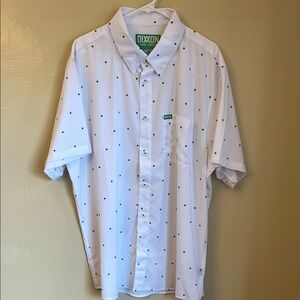 DIXXON White and Green Casual Button Down Shirt